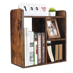 Desktop Shelf Freestanding Wood Small Bookshelf Desk Supplies Organizers and ... - Picture 1 of 6