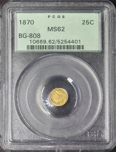1870 25C Gold California Liberty Fractional PCGS MS62 BG-808 OGH - ✪COINGIANTS✪ - Bild 1 von 4