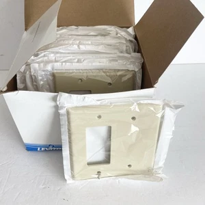 Leviton 80608-I Ivory 2 Gang Blank Lot 16 Plastic Midway Wallplate Strap Mount - Picture 1 of 4