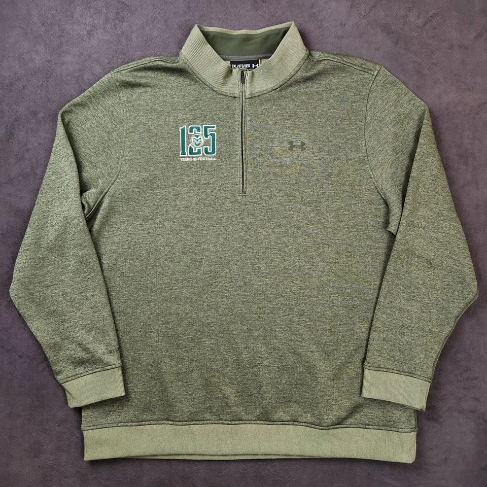 Colorado State Rams Under Armour 1/4 Zip Sweatshirt Mens 3XL Green 125 Years CSU - Image 1 of 4