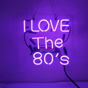 I Love The 80'S Neon Sign Light Handcraft Real Glass Tube Visual Artwork 10"x10" - Picture 1 of 1