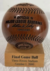 Pittsburgh Pirates Three Rivers Stadium Endspiel 10/1/2000 Holz Baseball/Ständer - Bild 1 von 8
