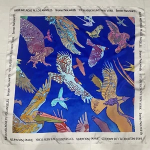 Bufanda de seda enrollada a mano 35"" águila colibrí musgo pájaro diseñador - Imagen 1 de 16