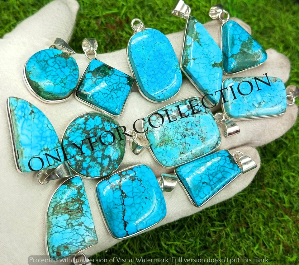 Colgantes al por mayor con bisel enchapado en plata de ley 925 con piedras preciosas turquesa natural Foto 1 de 1