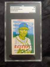 1951 BOWMAN Bill Howerton #229 / 249 Johnny Groth BLANK BACK OVERPRINT ERROR SGC