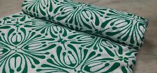  India Hand Block White & Green Fabric 2.5 Yard Floral 100% Cotton Floral Fabric