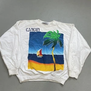Vintage 90s CANCUN colorful Beach tropical sweatshirt, trendy indie 1990s Sz M - Picture 1 of 14