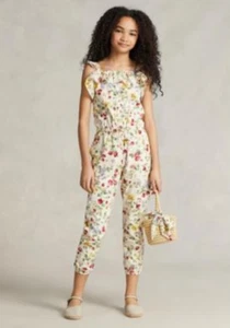 Polo Ralph Lauren Kids Floral Cotton Batiste Jumpsuit Multi Size 16 - Picture 1 of 1