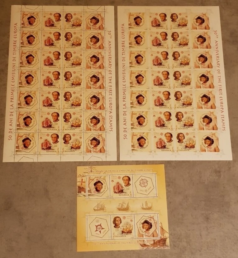 ROMÂNIA EUROPA CEPT COLUMB - COLUMBUS 2 HOJAS Y BLOQUE PERFORADO E IMPERMEABILIZADO MNH Foto 1 de 1