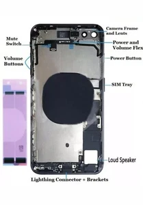 Replacement Back Glass Cover Housing Frame Assembly For iPhone 6s 7 8 Plus X XR - Picture 1 of 14