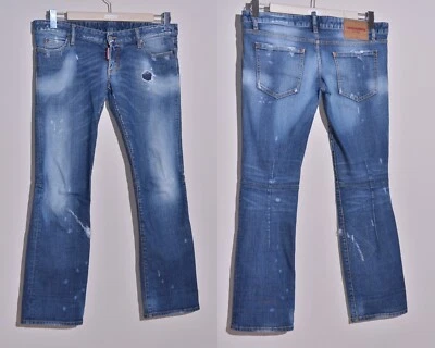 Dsquared2 Women's Jeans Distressed Blue Denim Designer Size 46 - Image 1 of 4