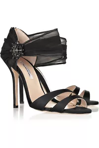 NUEVAS SANDALIAS OSCAR de la RENTA Melissa Embellecidas Satén y Chifón (Talla 37) - Imagen 1 de 12