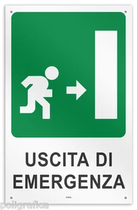 Cartello vinile 4 fori "Uscita di Emergenza freccia destra" - Imagen 1 de 1