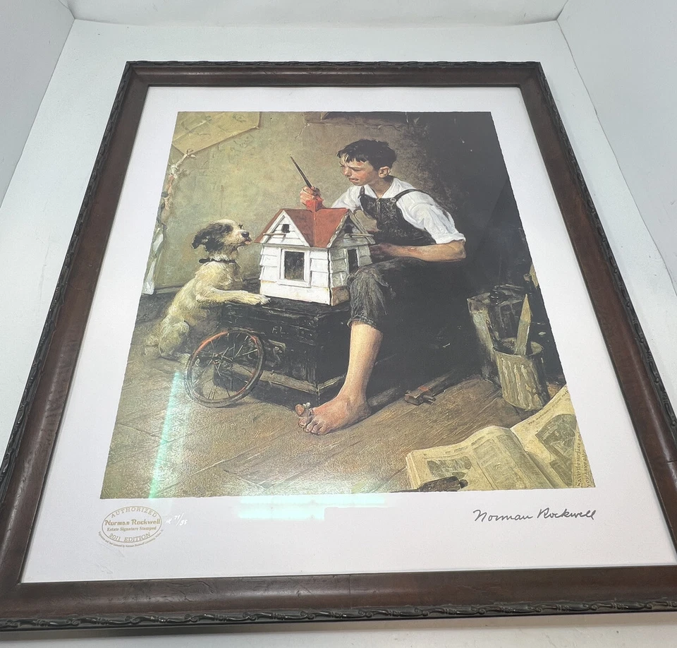 Norman Rockwell Pintura La Casa Pequeña Edición 2011 Estate Signature 74/85 Foto 1 de 4