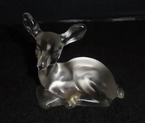 Fenton Clear Frosted Glass Deer Baby Deer Marked Fenton Figurine - Picture 1 of 7