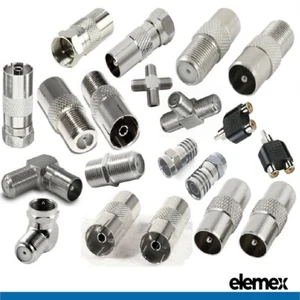 TV Video Audio Coaxial Cable Connectors Adapters - TV Antenna Cable Adapters - Foto 1 di 14