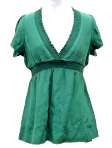 Levis 100% Silk V-Neck Blouse Top, emerald green, size XS - Picture 1 of 7