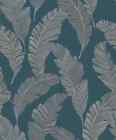 Vliestapete Tropisch Muster Blätter Blau Creme Gold Metallic A62203 (4,56€/1qm)