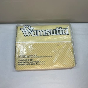 NEU Wamsutta bügelfrei ultrakalig Twin flaches Laken gelb mit Streifen USA Poly Baumwolle - Bild 1 von 6