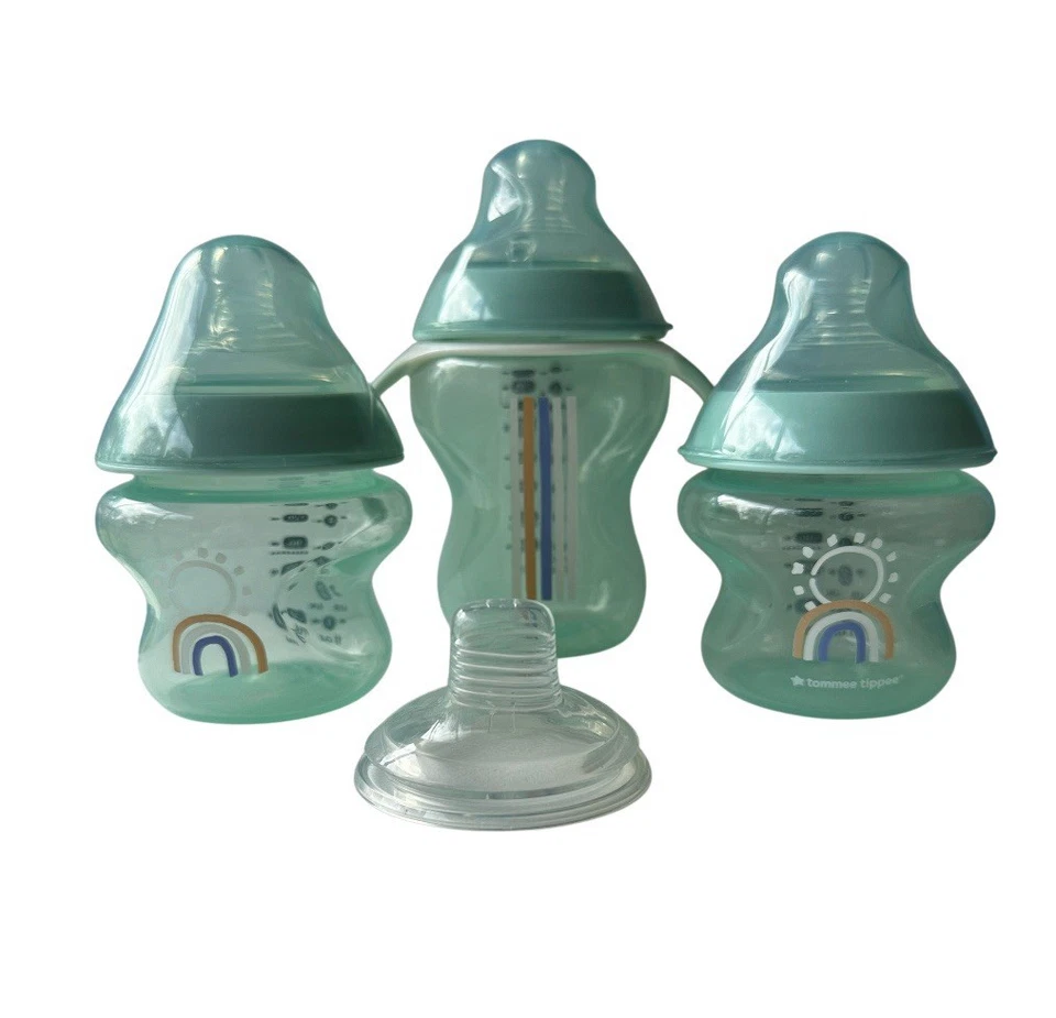 Tommee Tippee Plastic Bottle & Sipper Closer To Nature New x 3 Green Rainbow - image 1 of 1