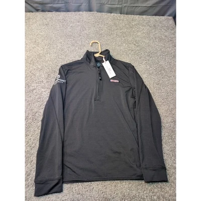 Vineyard Vines Sankaty Shep 衬衫微条纹 1/4 拉链套衫男式 S 码 — 第 1/4 张图片