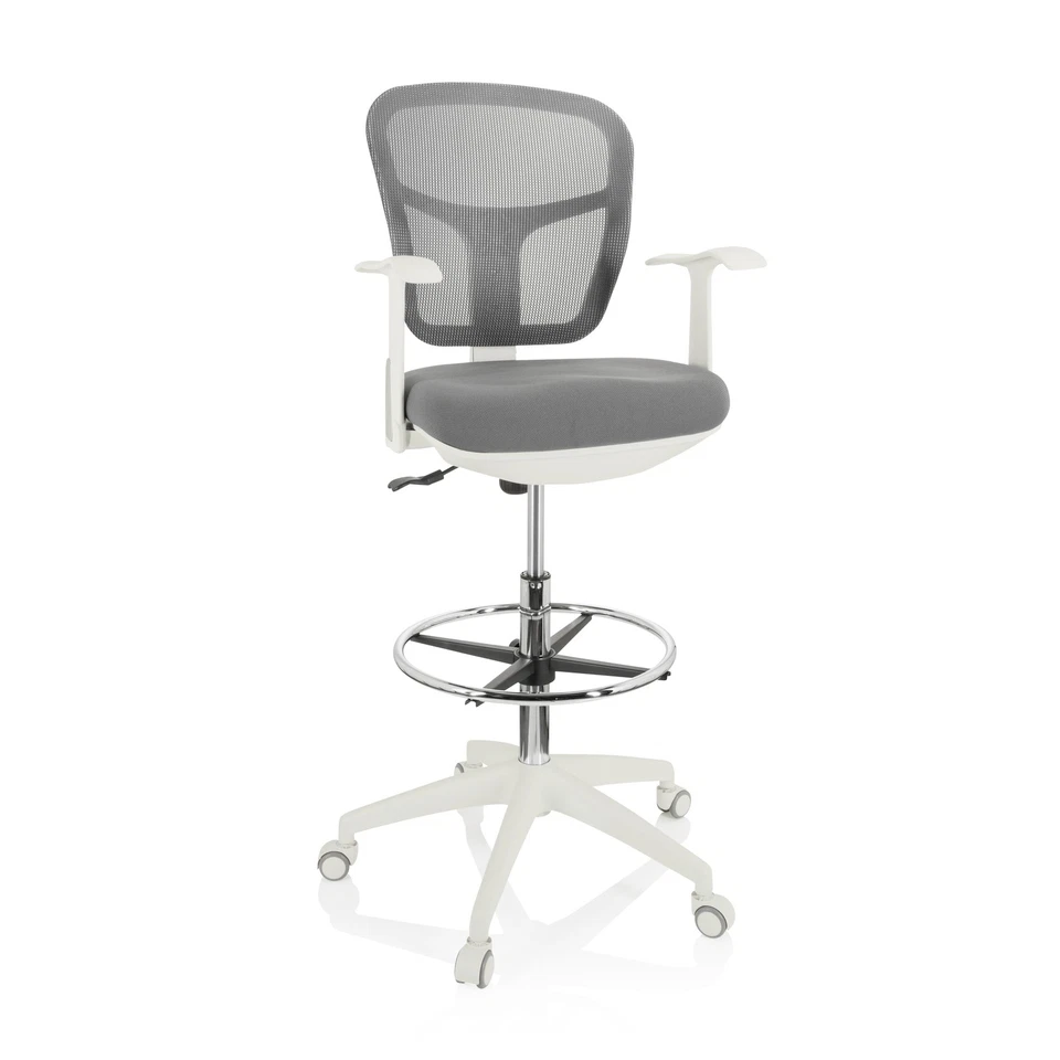 HJH OFFICE Bürostuhl Arbeitsstuhl ergonomisch mit Fußring Mesh Rückenlehne Drehstuhl hoch