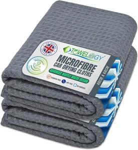 2x Thin Car Drying Towels Waffle Super Absorbent Quick Dry Microfibre Cloths - Picture 1 of 7
