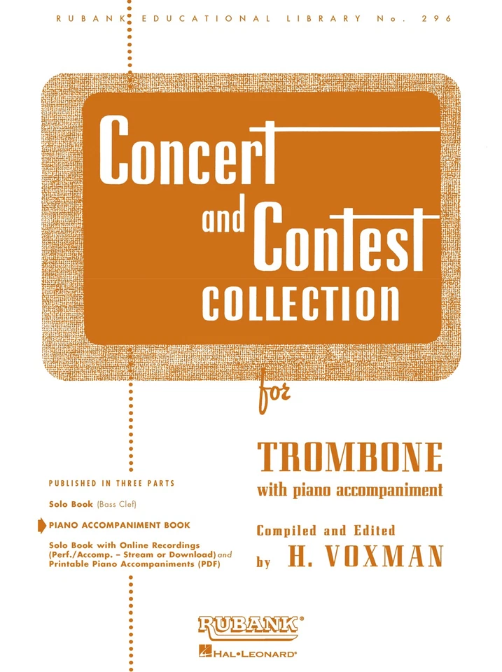 Concert & Contest Collection for Trombone Solo Piano Sheet Music Rubank Book - Image 1 of 1