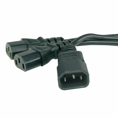 1.8m IEC Splitter Cable C14 Plug to 2 x C13 Socket Y Lead (1m+0.8m) [008114] - Image 1 of 4