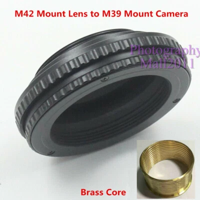 Brass M42 to M39 10mm-15mm Adjustable Macro Tube Focusing Helicoid Mount Adapter - Image 1 of 4