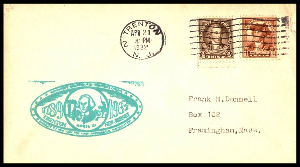 KAPPYSSTAMPS  493 BATTLE OF TRENTON NJ WASHINGTON BICENTENNIAL 1932 - Image 1 of 1