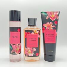 Bath and Body Works Raspberry Pink Lily Cream, Shower Gel and Mist 3-Pc Bundle