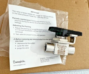 Swagelok SS-43GF4-LH 1/4" NPTF Ball Valve 316 Stainless St 3000PSIG Lock Handle - Picture 1 of 9