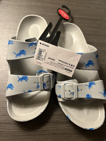 Detroit Lions Forever Collectibles  Women's Sandals Slides Large Size Large 9-10 Cover