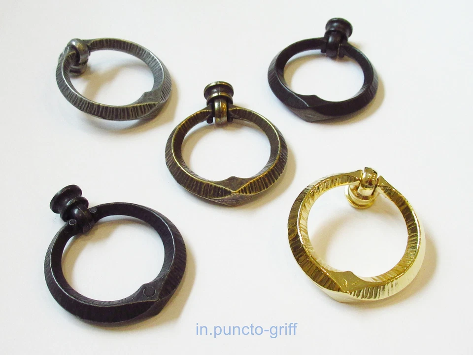  Möbelknöpfe Möbelknopf Antik Knauf Alt Schublade Ring Messing Eisen Bronze V809 - Bild 1 von 1