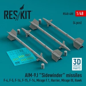 1/48 Reskit RS48-0480 AIM-9J "Sidewinder" missiles (4 pcs) (F-4, F-5, F-16, F-15 - Picture 1 of 1