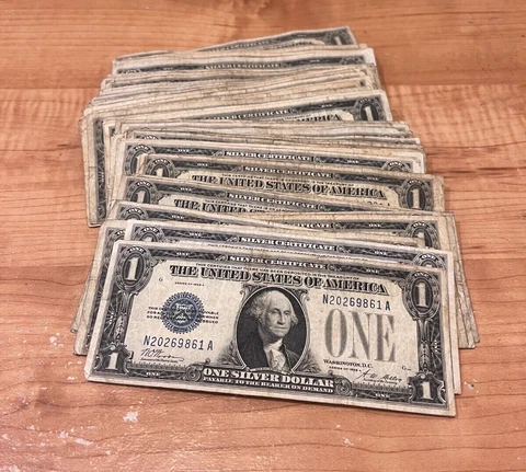 1928/1934 One Dollar Funny Back Silver Certificate Blue Seal $1 Note Bill Cover