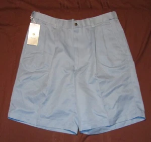 Haggar Cool 18 Mens Chino Pleated Shorts, Blue, Polyester, Size 36, NEW, Reg $48 - Picture 1 of 7