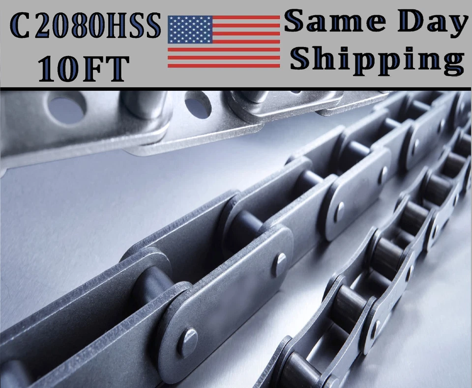 C2080HSS Stainless Heavy Duty Conveyor Roller Chain 10 FT Feet With Master Link - Image 1 of 1