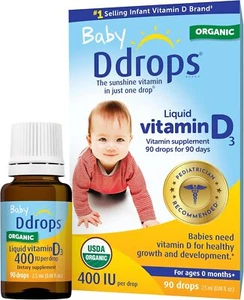 Ddrops Baby 400 UI, Vitamina D, 90 Gotas 2.5mL (0.08 Fl. Oz) - Imagen 1 de 9