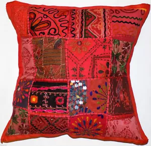 Indian Handmade Khambodia Patchwork Cushion Cover Decor Sofa Pillow Case 16" - Picture 1 of 16