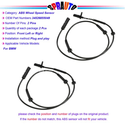 Juego de 2 sensores de velocidad de rueda ABS delanteros izquierdo y derecho para BMW X3 2013-17 X4 2015-2018 Foto 1 de 4