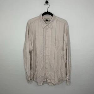 Tommy Bahama Men’s Ivory Striped Silk Button Up Short Sleeve Shirt Sz Large EUC - Picture 1 of 12