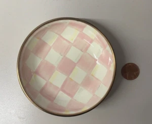 MacKenzie Childs DIPSCHALE KLEINE SOSSENSCHALE ROSY ROSA HÖFISCH KARIERT BRANDNEU - Bild 1 von 2