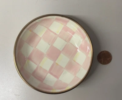 MacKenzie Childs DIPPING BOWL SMALL SAUCE BOWL ROSY PINK COURTLY CHECK BRAND NEW - Image 1 of 2