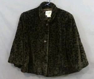 Vintage skandinavischer Swing-Mantel mit Kunstfell Leopard Glockenärmeln Damengröße Large gebraucht, in einwandfreiem Zustand - Bild 1 von 6