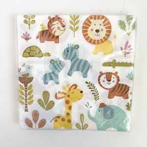 Baby Shower Party Napkins Happi Jungle Safari Animals Cute Paper Luncheon - Picture 1 of 3