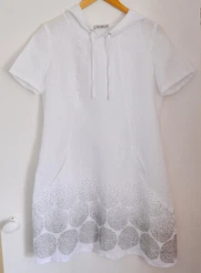 Traumhaftes weißes Leinen Strandkleid mit Kapuze von SIMCLAN. Größe 8 - Bild 1 von 5