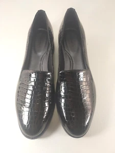 Easy Spirit Women 10.5M Geneva Patent Leather Lug Loafer Croc Embossed Black - Picture 1 of 10