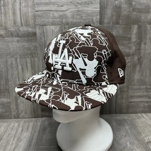 Los Angeles Dodgers New Era 59Fifty Fitted Hat 8 Brown MLB Logo Felt RARE HTF - Picture 1 of 20